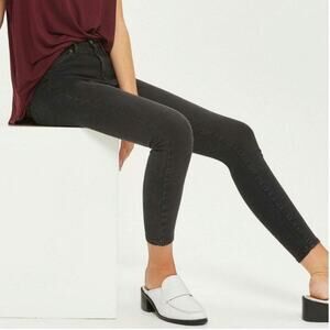 Topshop Moto Sidney High Rise Black Denim Ankle Skinny Jean Size 34